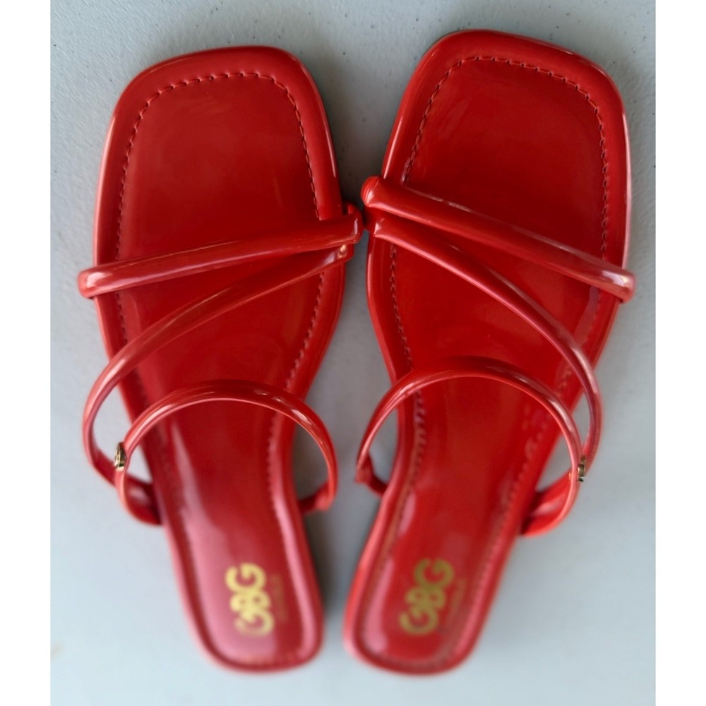 GBG Los Angeles Red Patent Strappy Sandals Women's 8M Square Toe Slingback